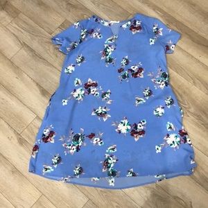 Floral blue dress, WITH POCKETS